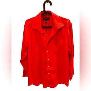 Alexander Julian Colours Men's Button Up Shirt Coral Red Size L 16-16.5 32/33
